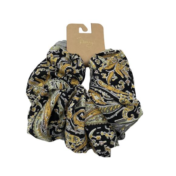 Nordstrom Berry Scrunchies Set of 2 Paisley Gray Ponytail Hair Accessories NWT - Picture 1 of 2